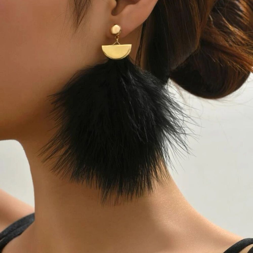 3for$20 NEW 1pair Black Feather (goose Feather) Earrings
